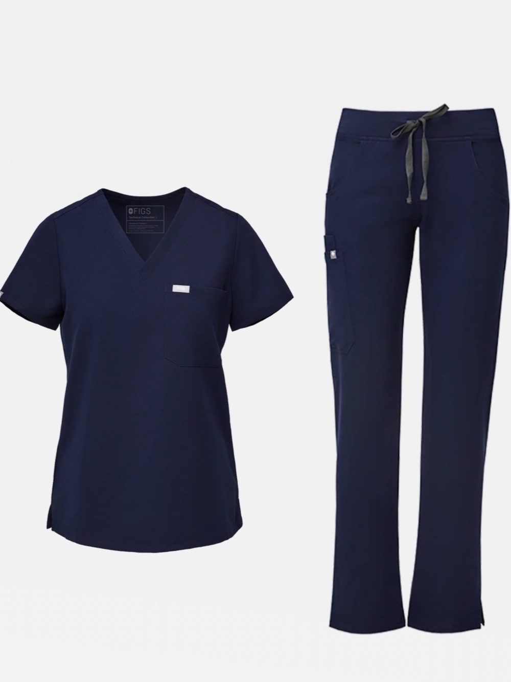 FIGS Women's straight leg Navy Scrub Top & Pant Set